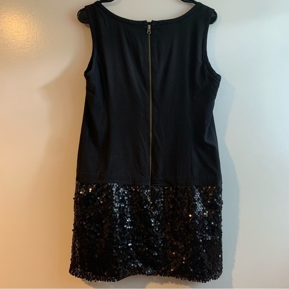 Nanette Lepore Black Silk Sequin Sleeveless Shift Mini Dress Size 8 - Picture 8 of 10